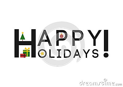 Happy Holidays! - (Christmas) Greeting Card / Background Vector Illustration