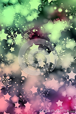 Happy Holidays with Christmas snow flakes with stars Stock Photo
