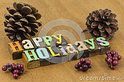 Happy holidays christmas winter celebration message card family Stock Photo