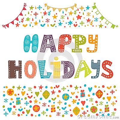 Happy Holidays greeting card. Illustration for holiday design Vector Illustration