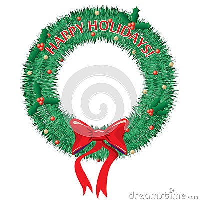 Happy Holidays Wreath Stock Photo