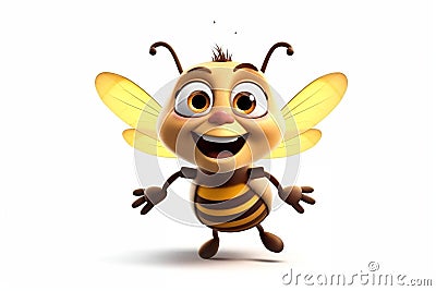 Happy Honey Bee Cartoon: Transparent Isolated Character, AI Stock Photo