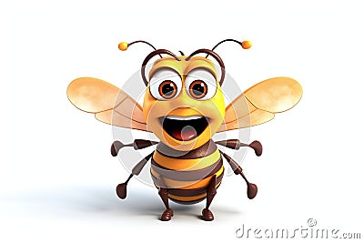 Happy Honey Bee Cartoon: Transparent Isolated Character, AI Stock Photo