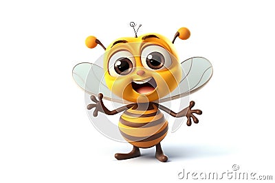 Happy Honey Bee Cartoon: Transparent Isolated Character, AI Stock Photo