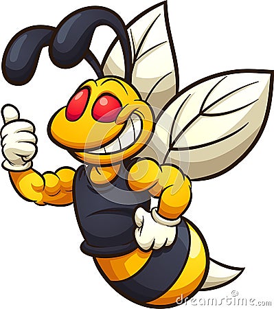 Happy hornet, wasp, or bee mascot Vector Illustration