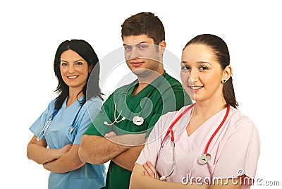 Happy hospital workers Stock Photo