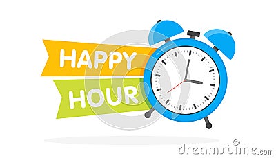 Happy hour alarm clock design, vector illustration Vector Illustration