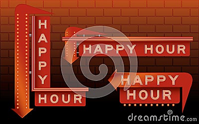 Happy Hour Bar Signs Stock Photo