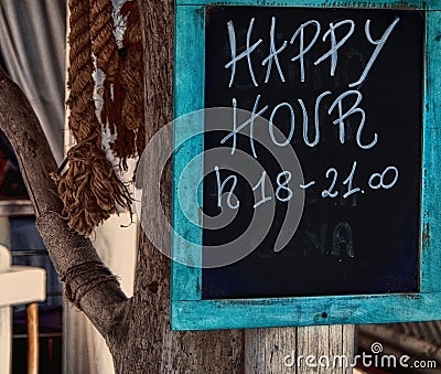 Happy Hour indication Stock Photo