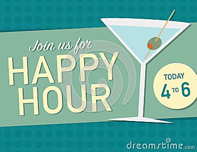 Happy Hour Poster Stock Photo