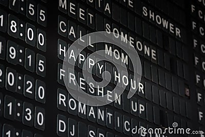 Happy Hour Timetable Sign Funny Restaurant Interior Bla Stock Photo