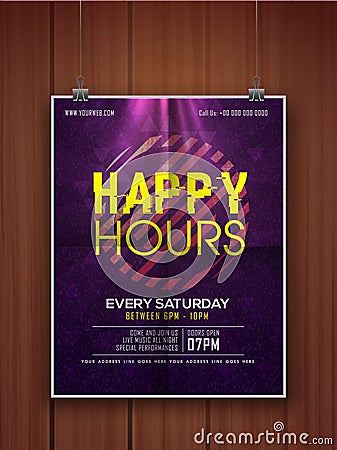 Happy Hours flyer or template. Stock Photo