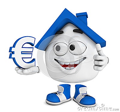 Happy house with thumb up Cartoon Illustration