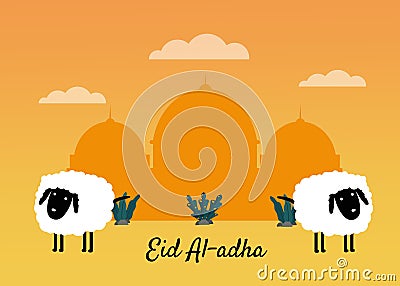 Happy Ied Al-Adha Islamic Important Day Vector Illustration