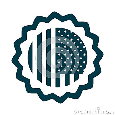 Happy independence day, american flag memorial badge celebration silhouette style icon Vector Illustration