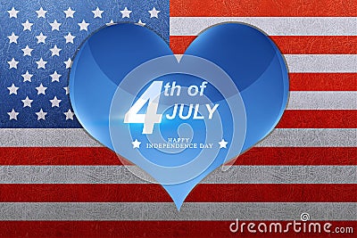 Happy Independence day greeting on blue heart Stock Photo