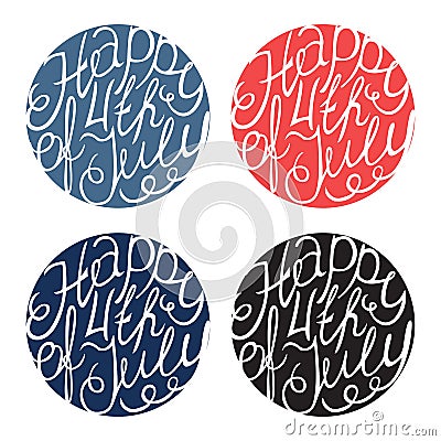 Happy Independence day handlettering elements Vector Illustration