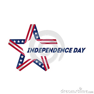 Happy Independence Day. Star made of ribbon in USA national flag Vector Illustration