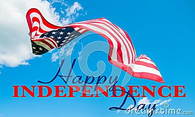 Happy Independence day 4th of July. American flag in blue sky background Stock Photo