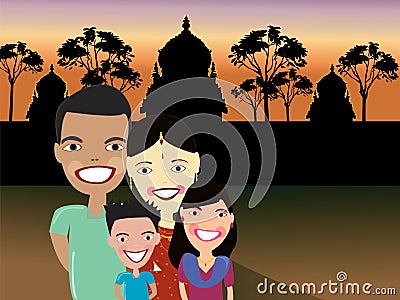 Happy Indian family Vector Illustration