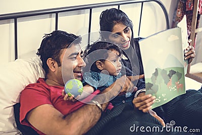 A happy Indian family together Stock Photo