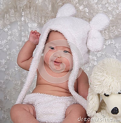 Happy Infant and Toy Stock Photo