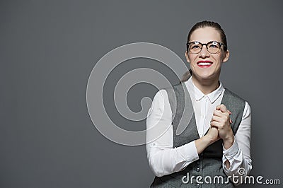 Portrait of young beautiful woman in eyeglasses Stock Photo