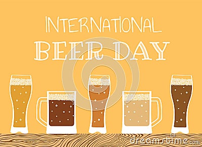 Happy international beer day Vector Illustration