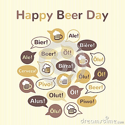 Happy International Beer Day illustration, greeting card Vector Illustration