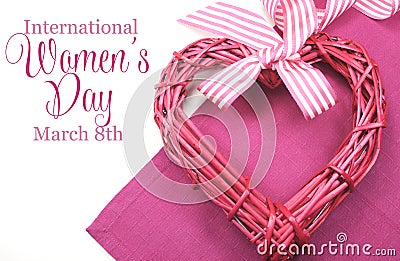 Happy International Womens Day, March 8, heart and text Stock Photo