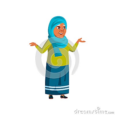 happy islamic elderly woman want to embracing family cartoon vector Vector Illustration