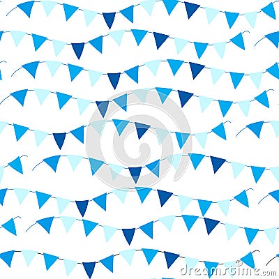 Happy Israel Independence Day seamless pattern with flags and bunting. Jewish Holidays endless background, texture Vector Illustration