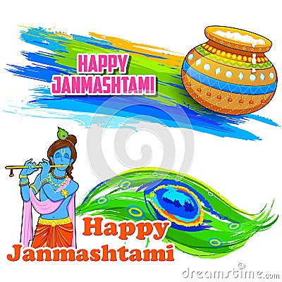 Happy Janmashtami banner Vector Illustration