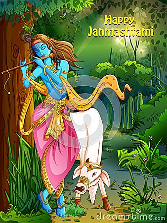 Happy Janmashtami holiday festival background Vector Illustration