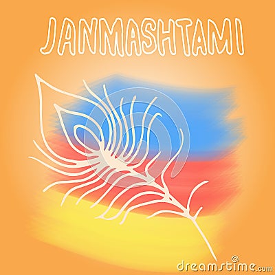 Happy Janmashtami. Indian fest. Dahi handi on Janmashtami, celebrating birth of Krishna. Watercolor abstract background. Template Vector Illustration