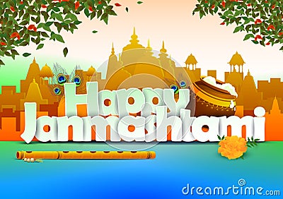 Happy Janmashtami wallpaper background Vector Illustration