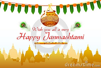 Happy Janmashtami wallpaper background Vector Illustration