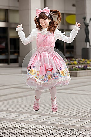 Happy japanese lolita Stock Photo