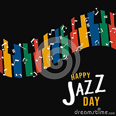 Happy Jazz Day illustration of colorful piano keys Vector Illustration