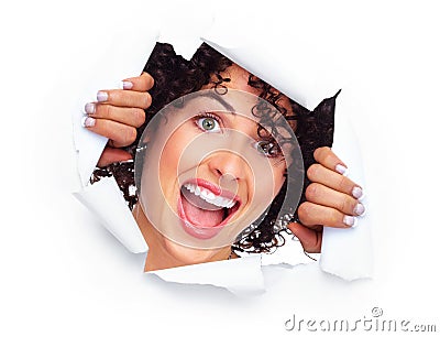 Happy joyful caucasian woman Stock Photo