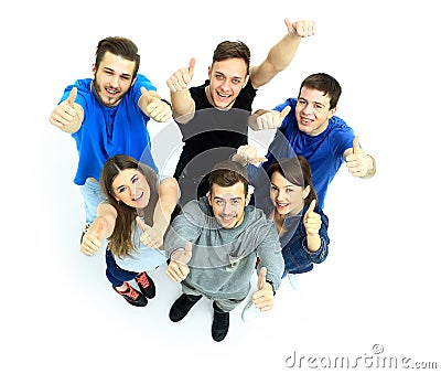 Happy joyful group of friends cheering Stock Photo