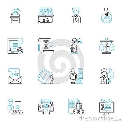 Happy joyful linear icons set. Blissful, Jubilant, Delighted, Ecstatic, Elated, Radiant, Thrilled line vector and Vector Illustration