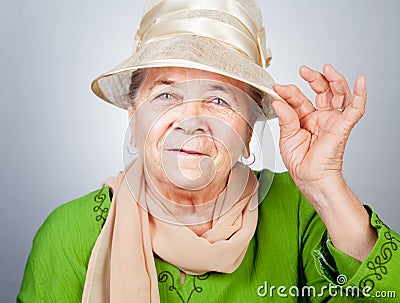 Happy joyful old senior lady Stock Photo