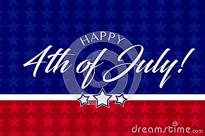 Happy July 4th Greeting with red, white and blue background Stock Photo