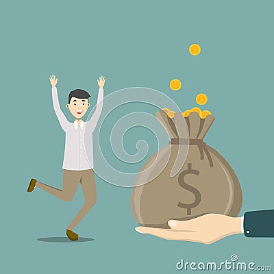 Happy jumping businessman. Vector Illustration