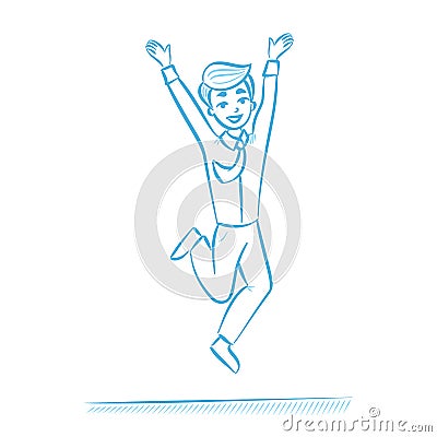 Happy jumping businessman. Vector Illustration