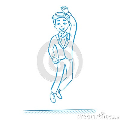 Happy jumping businessman. Vector Illustration