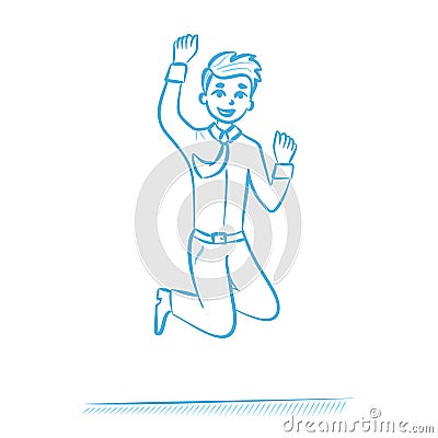 Happy jumping businessman. Vector Illustration