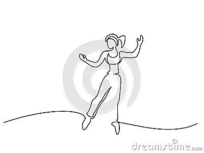 Happy jumping woman on white background. Vector Illustration