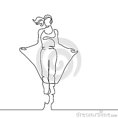 Happy jumping woman on white background. Vector Illustration